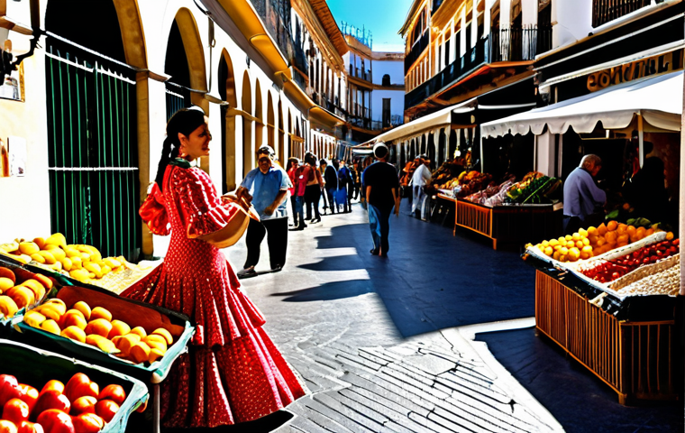 지방공무원 시험 주관 기관 정보 - **

A vibrant marketplace scene in Seville, Spain, filled with colorful stalls selling fresh produce...