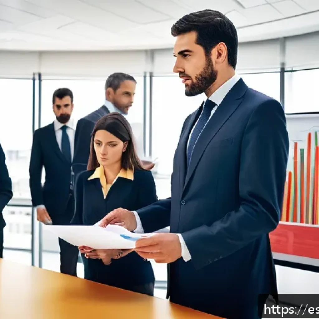 지방공무원 연봉 테이블 분석 - A detailed office scene showing a diverse group of Spanish public employees in a modern government b...